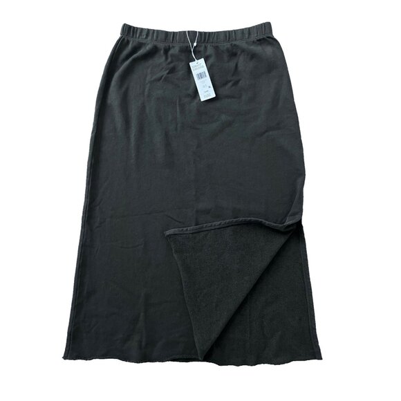Eileen Fisher Lightweight Organic Cotton French Terry A-Line Skirt Seaweed - Picture 4 of 5